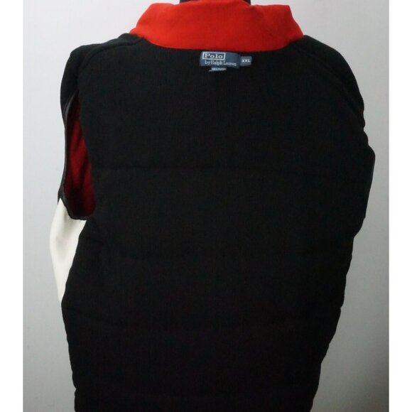 Polo by Ralph Lauren Italia Cotton Red White Quilted Vest Leather Trim XXL 2XL - Picture 4 of 5